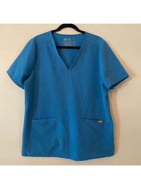 FIGS Blue Casma Scrub Top Two Pocket Uniform Nurse Dr PO #2678 Women's size XL